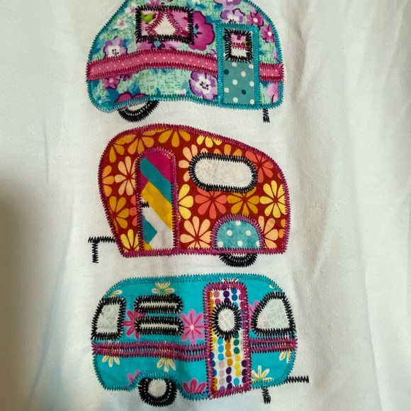 Cactus + Pearl T Shirt Women’s Small White Gnome w/Floral Campers Embroidered - Picture 3 of 6